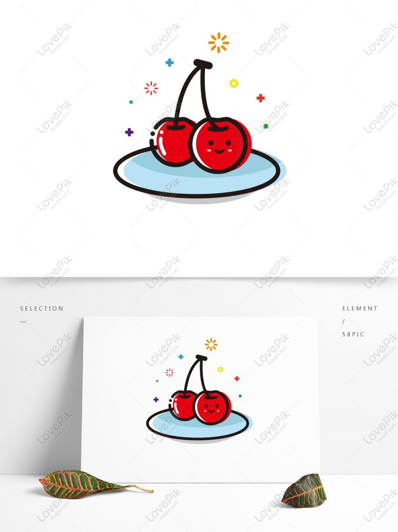 Vectơ miễn phí-Cherry Trái Cây Mbe Phim Hoạt Hình Dễ Thương Mùa Hè Nhiệt  Yếu Tố hình ảnh-Đồ họa 