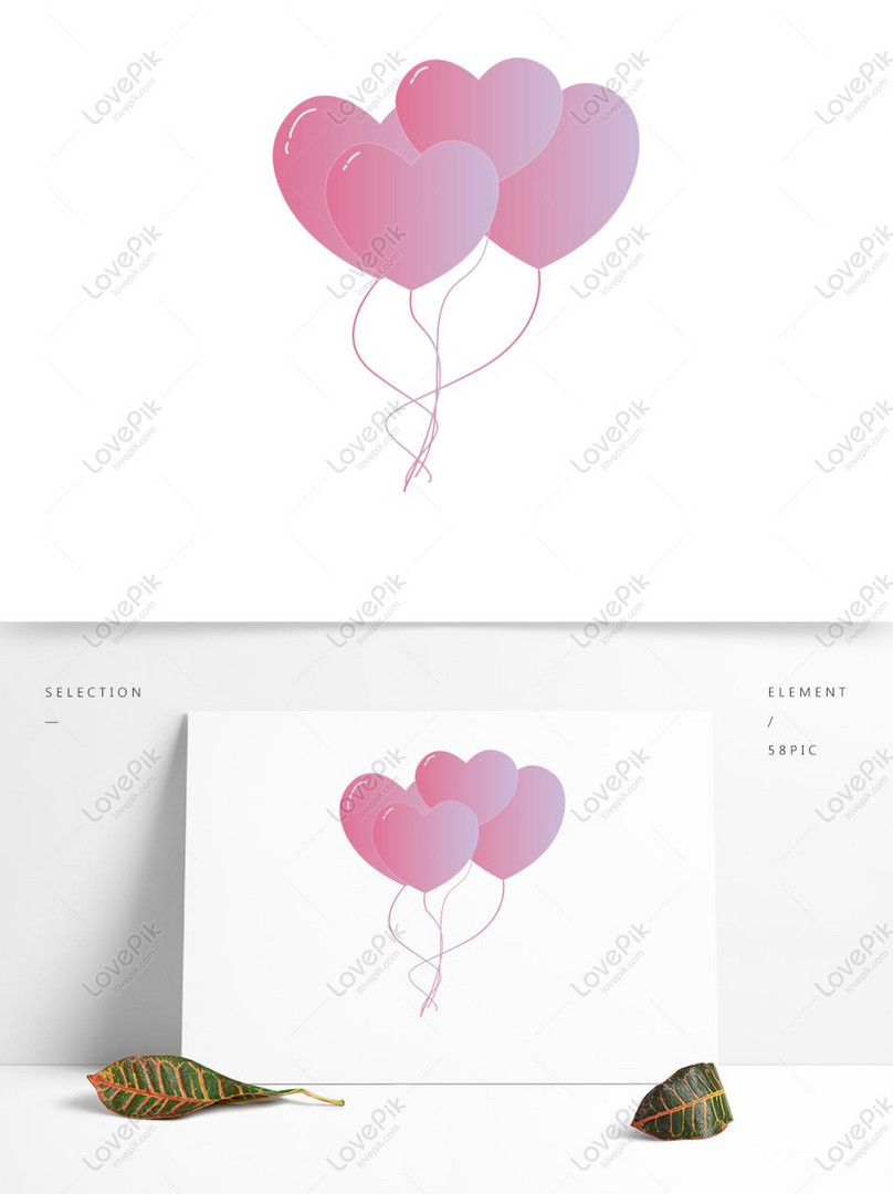 Tanabata Pink Balon Cinta Dekorasi Lucu Romantis Gambar Unduh