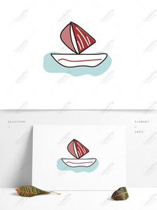 Red cute sea cartoon yacht, Red, cartoon yacht, sea yacht png image