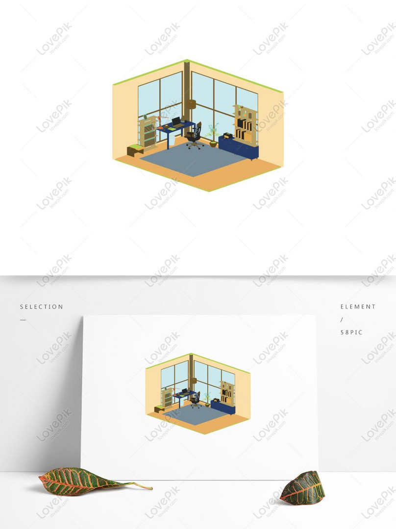 Simple Flat Cartoon 25d Office Scene Elements Available For Comm