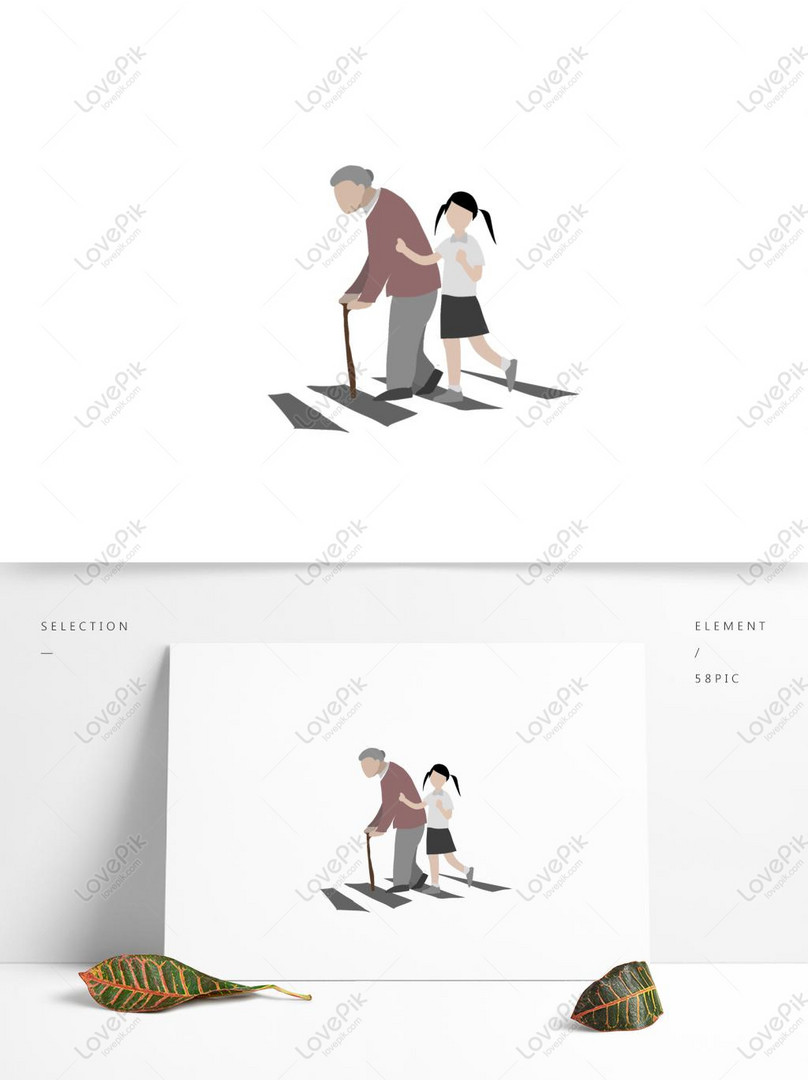 vector illustration of a schoolchildren crossing the road with the