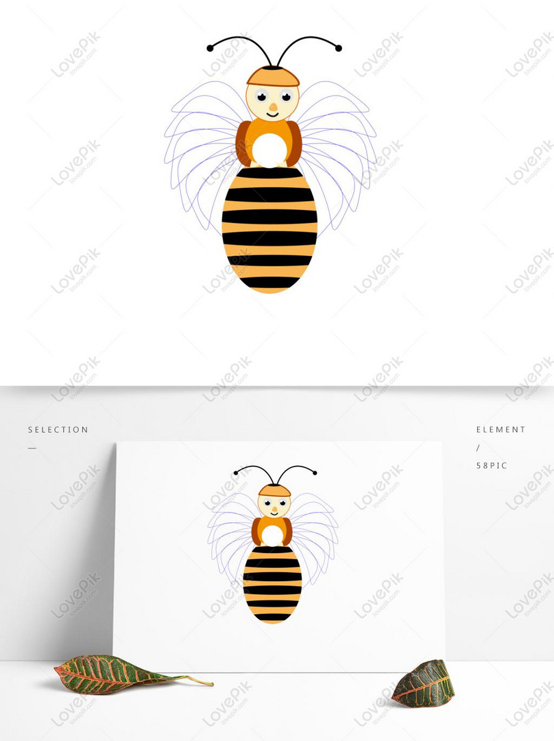 Ps Vector Little Bee With Wings Cartoon Image Design Element PNG  Transparent PSD images free download_1369 × 1024 px - Lovepik