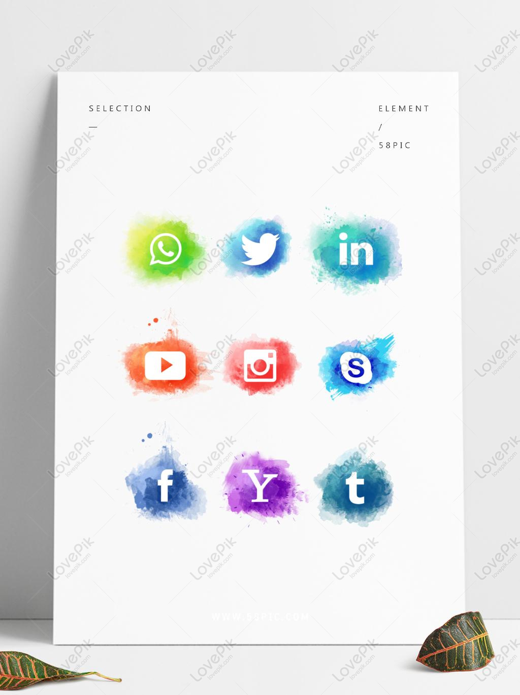 Watercolor Wind Social Software Icon Commercial Original Color PNG ...