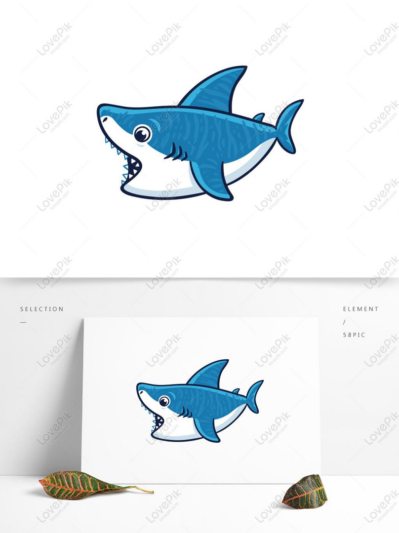 Cartoon Cute Shark Emoticon Can Be Commercial Element PNG Picture ...