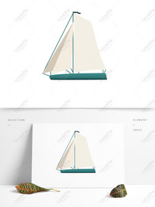 Hand drawn cartoon white sailboat original elements, Sailboat, cartoon, white png image