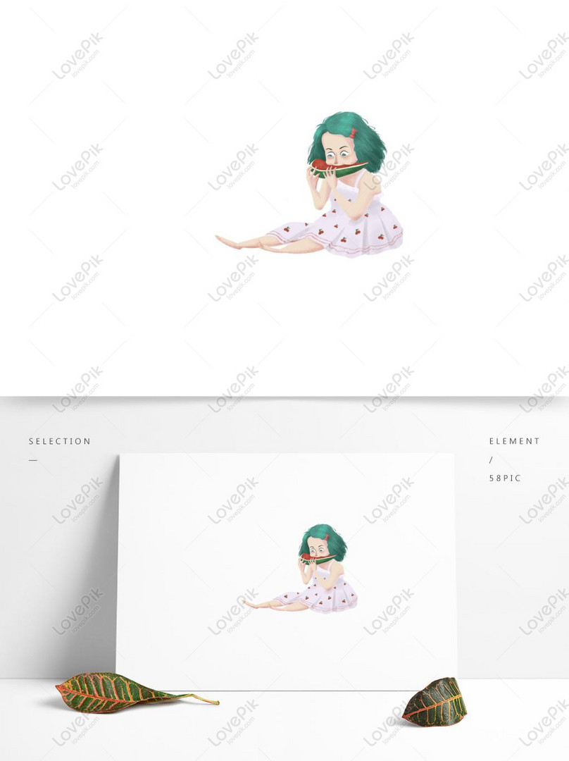 スイカの肉を食べる落書き小さな女の子イラストキャラクターデザインイメージ グラフィックス Id Prf画像フォーマットpsd Jp Lovepik Com