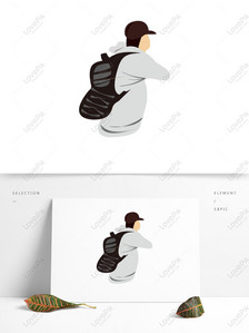 Cartoon boy carrying original bag with travel bag, Background, outdoor, gray png image free download