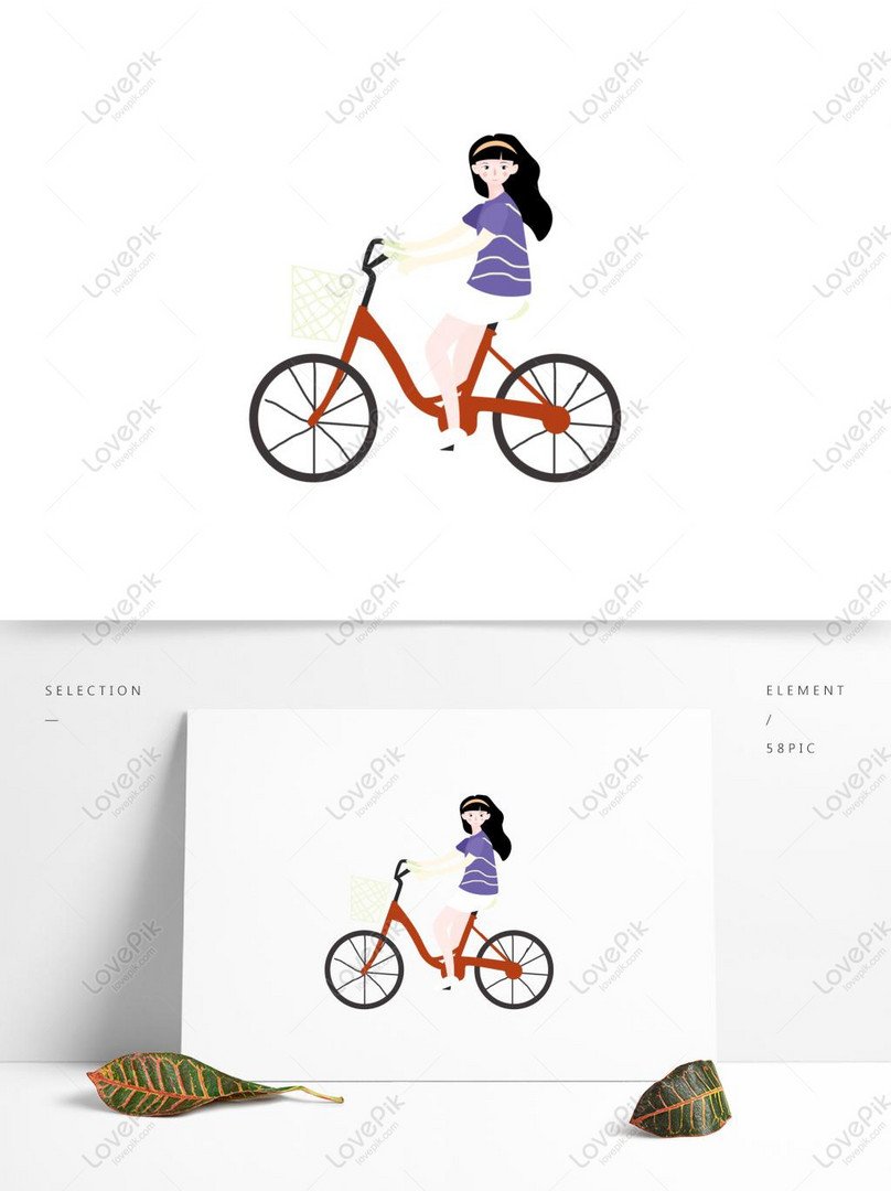 Cartoon Summer Student Learning To Ride A Bicycle PNG Hd ...