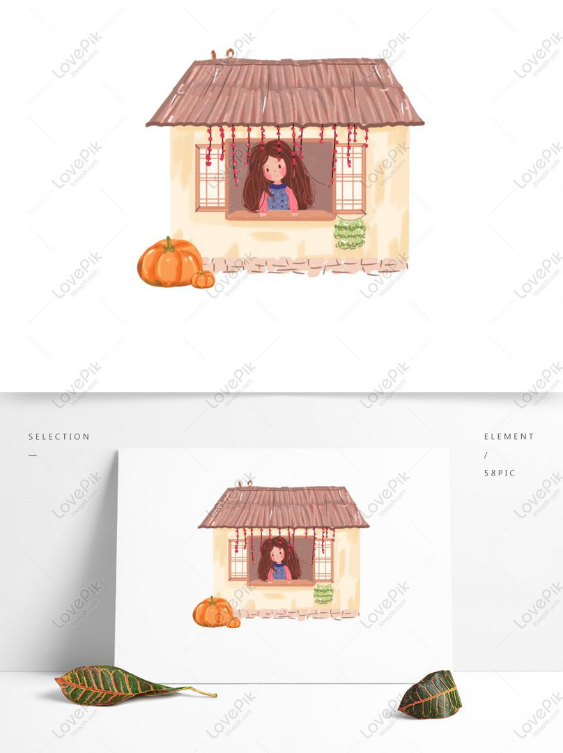 24ソーラー用語秋の女の子の家カボチャ手描きイラスト要素イメージ グラフィックス Id Prf画像フォーマットpsd Jp Lovepik Com