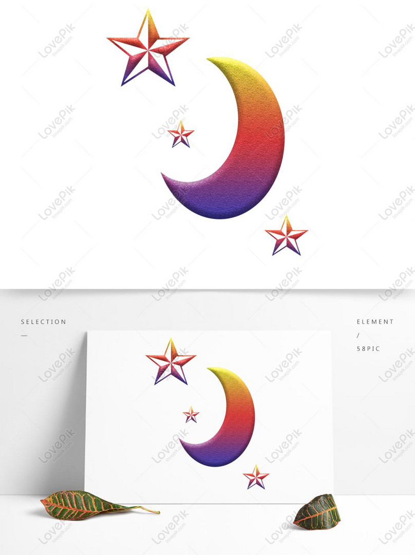 Sun Moon Star Colorful Individual Three Dimensional Element Psd Images Free Download 1369 1024 Px Lovepik