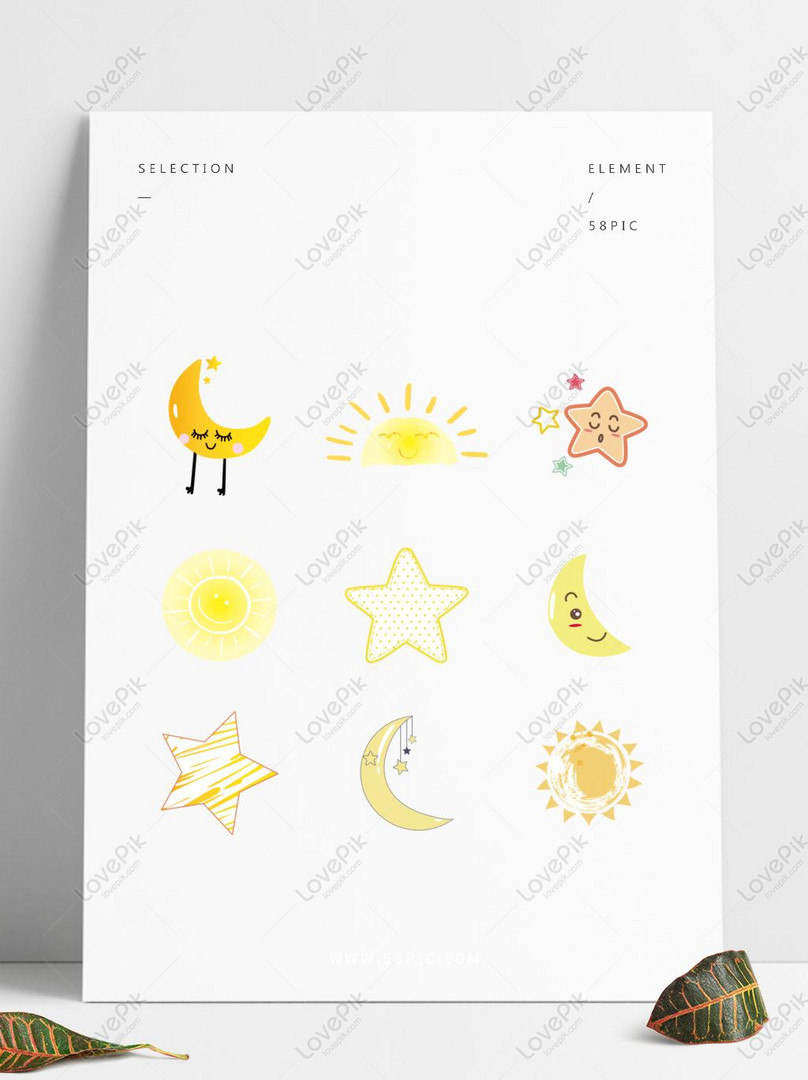 Sun Moon And Stars Decoration Creative Original Commercial Elem Ai Images Free Download 1369 1024 Px Lovepik