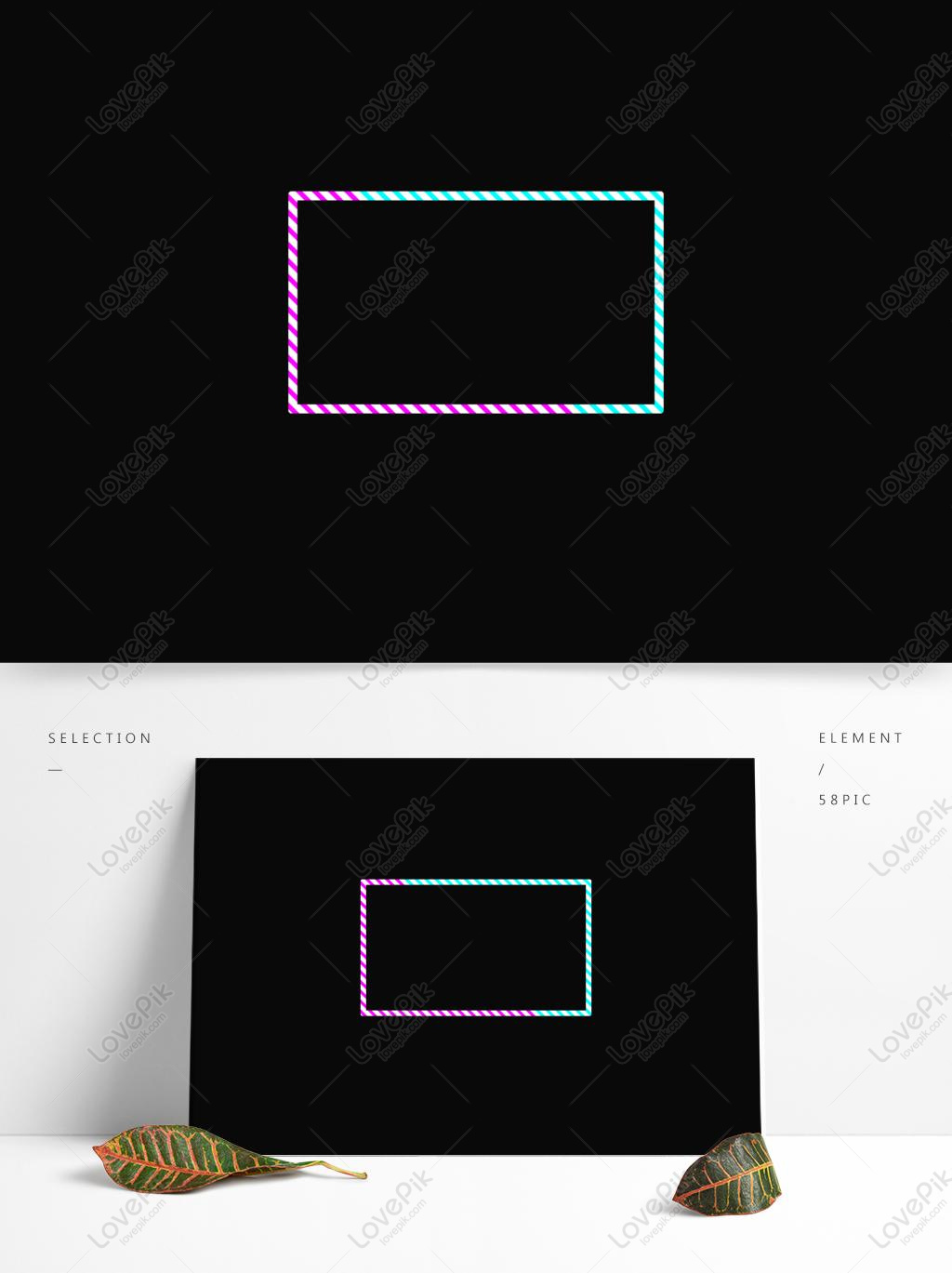 simple-line-border-cyan-pink-stripe-frame-png-free-download-psd-images