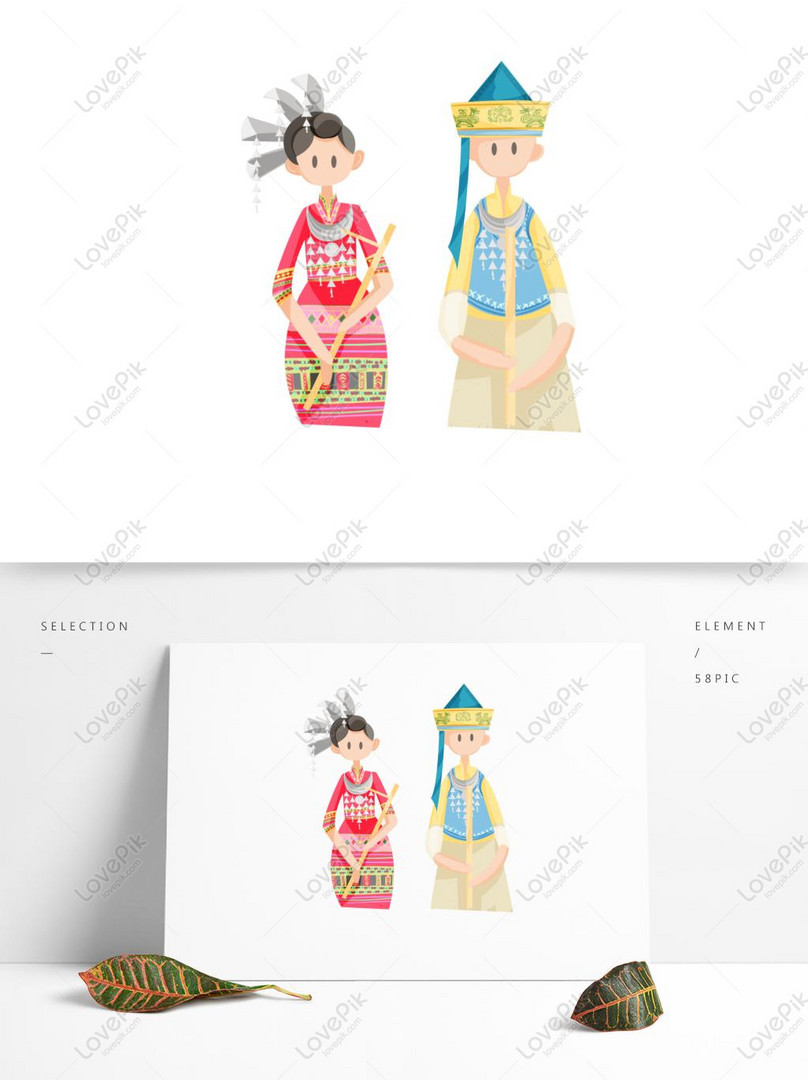 Cartoon National Costumes Perform Flute Characters PNG Picture PSD images  free download_1369 × 1024 px - Lovepik
