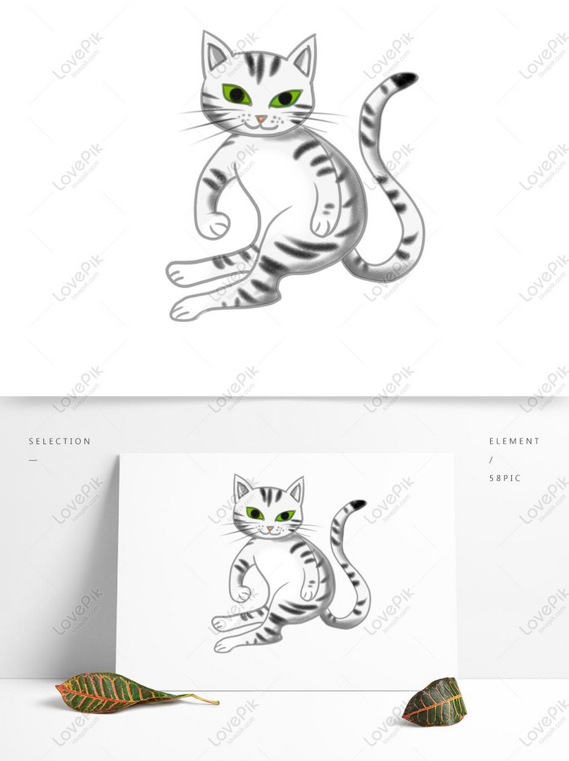 Conjunto de desenhos animados de gatos fofos desenhados à mão gatinhos fofos  em pose diferente