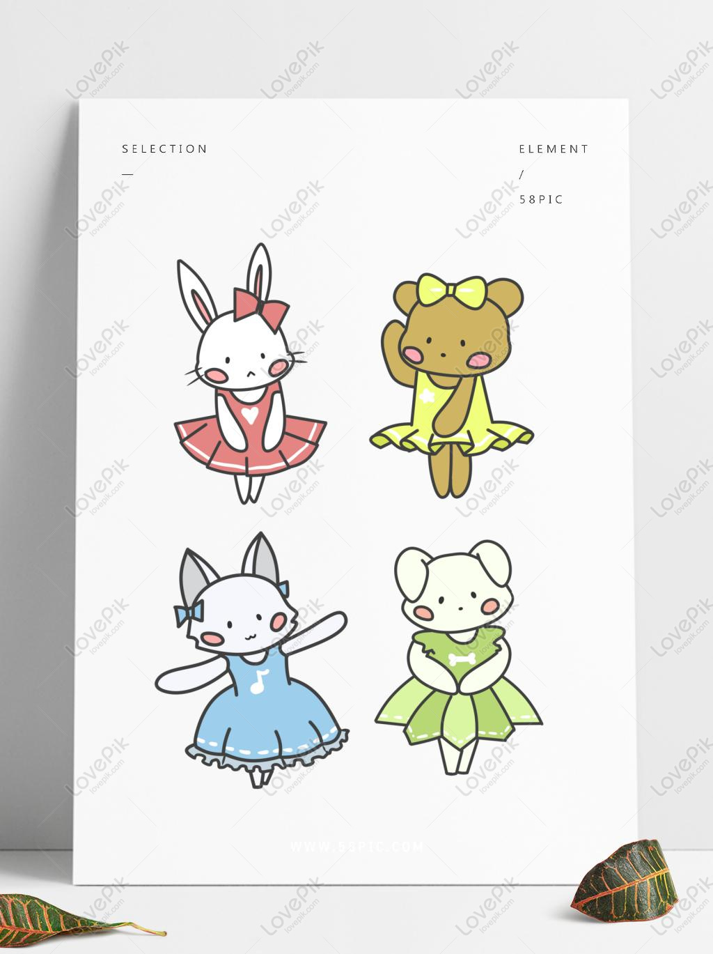 Kartun Hewan Kecil Yang Lucu Kelinci Kelinci Kucing Beruang Elem Gambar Unduh Gratis Grafik 732270299 Format Gambar PSD Lovepikcom