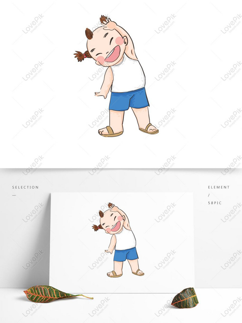 Hand Drawn Cartoon Cute Little Boy Exercising Happy For Business ...