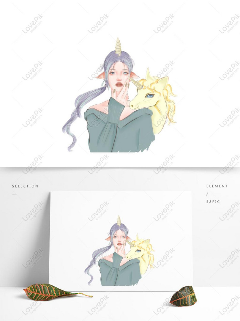 ファンタジー要素手描きユニコーン少女ユニコーンイラスト要素カバーイメージ グラフィックス Id Prf画像フォーマットpsd Jp Lovepik Com