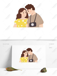Couple of cartoon elements in travel, Travel, look, couple png image