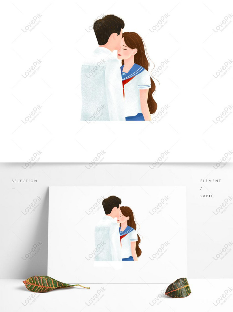 Boy Kissing Girl Campus Love Cartoon Element PNG Transparent Background PSD  images free download_1369 × 1024 px - Lovepik