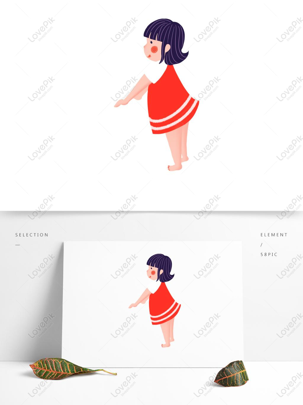 Cartoon Cute Girl In Red Dress, Red, Skirt, Cartoon PNG Transparent ...