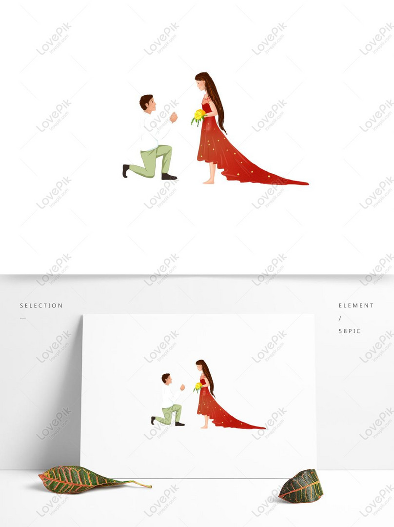 Elemento De Caricatura Del Hombre Proponiendo A Mujer Vestido Ro PNG  Imágenes Gratis - Lovepik