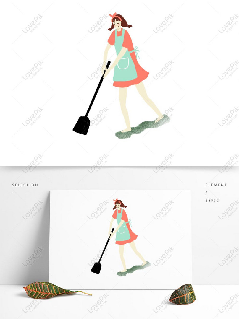 Hand Drawn Cartoon Girl Cleaning Original Elements PNG Image Free Download  PSD images free download_1369 × 1024 px - Lovepik