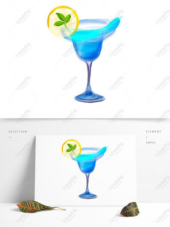Мультфильм вкусный синий коктейль оригинальный элемент png