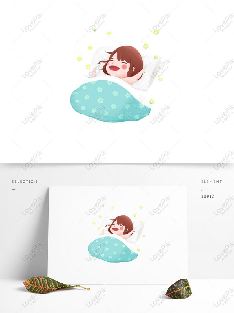 Good Morning Element Cartoon Cute Blue Fresh Early Morning Sleep PNG  Transparent PSD images free download_1369 × 1024 px - Lovepik