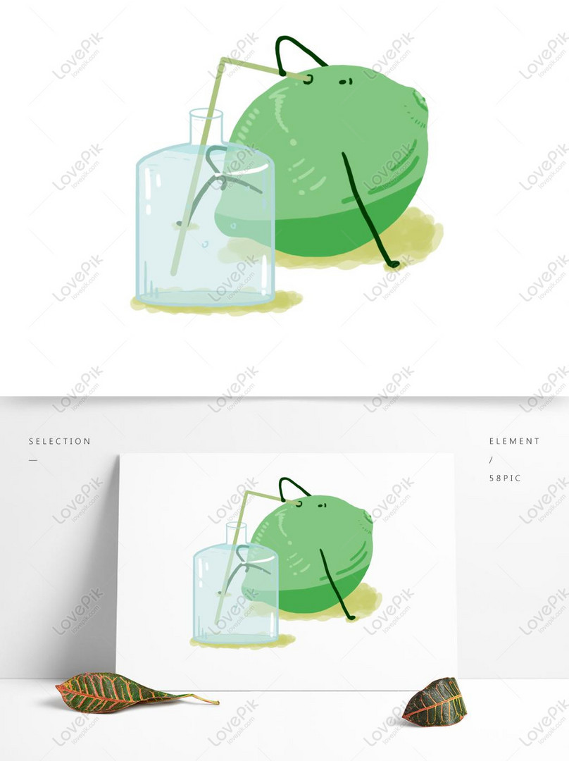 Cute Cartoon Green Lemon Doll Drinking Water PNG White Transparent PSD  images free download_1369 × 1024 px - Lovepik
