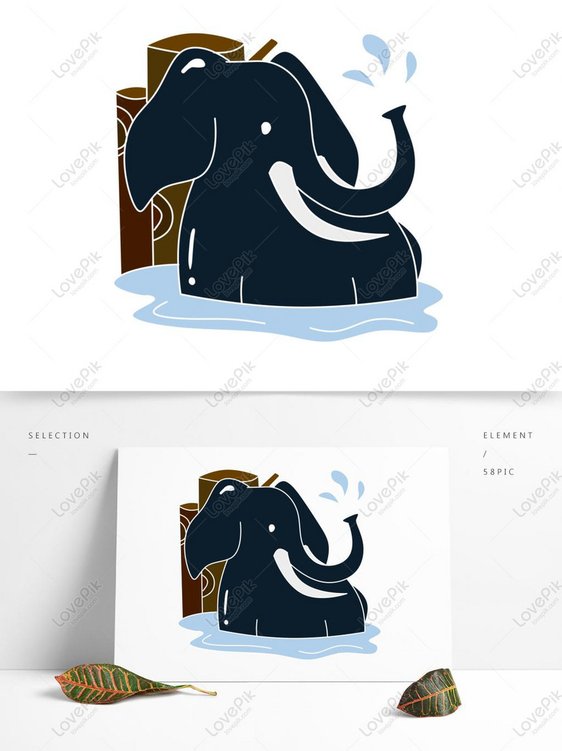 Harta Karun Kartun Yang Lucu Melindungi Gajah Hewan Untuk Elemen