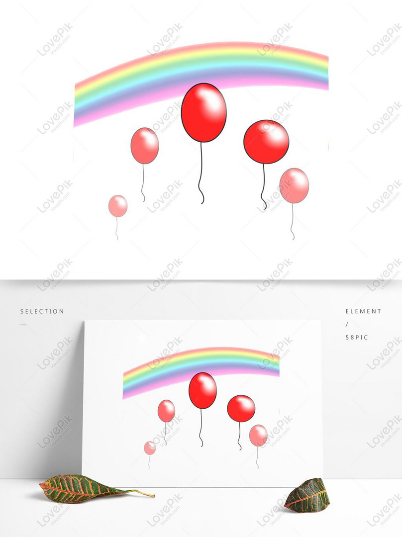 Perayaan Elemen Kartun Belon Pelangi Gambar Unduh