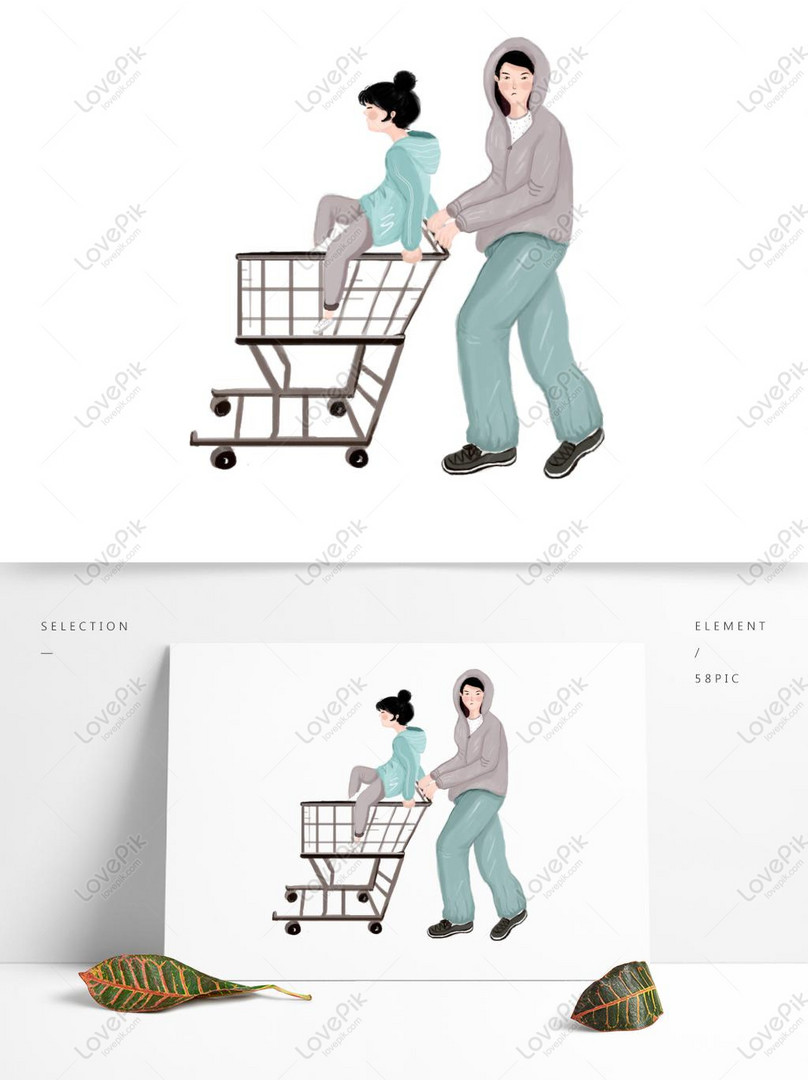Hand Drawn Cartoon Brother Pushing Sister Original Element With PNG Picture  PSD images free download_1369 × 1024 px - Lovepik