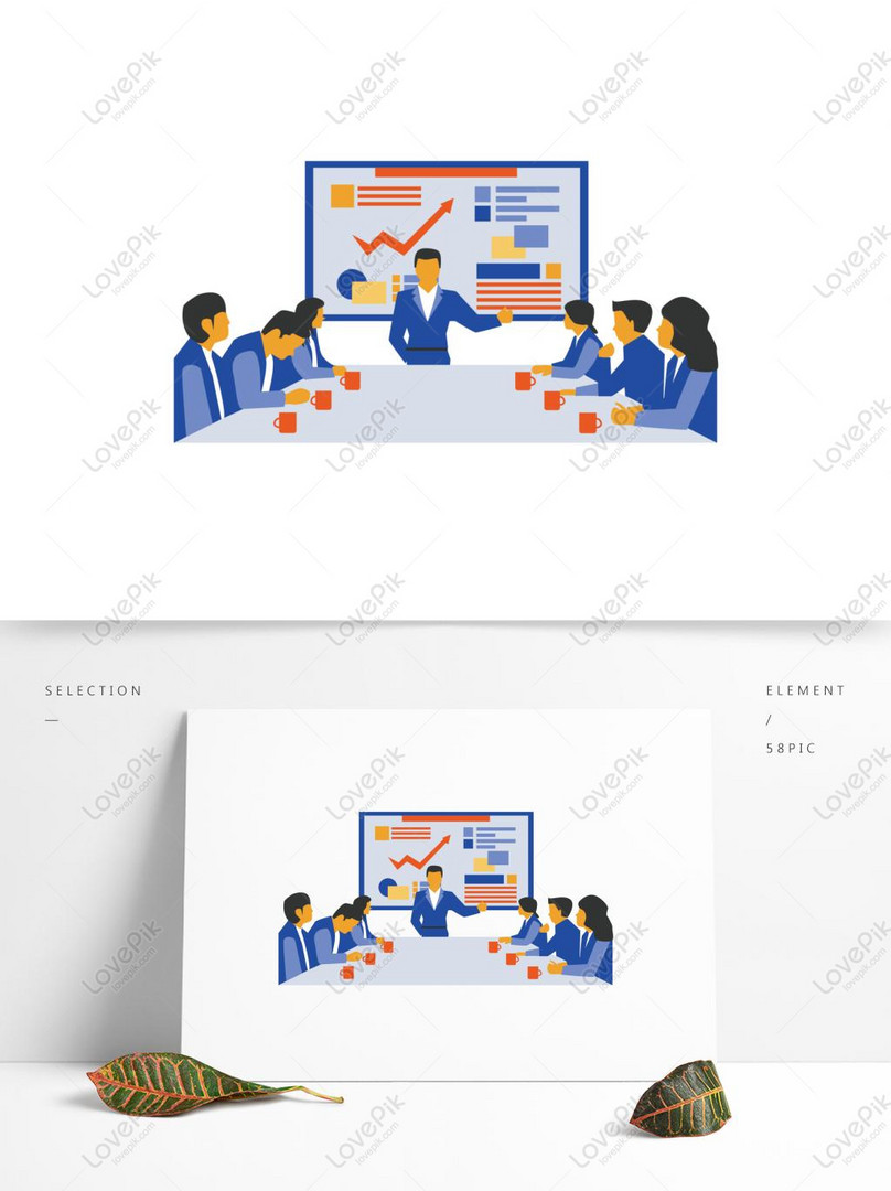Cartoon Minimalist Business Meeting Commercial Elements PNG Transparent  Image AI images free download_1369 × 1024 px - Lovepik
