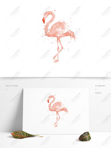 Hand drawn watercolor flamingo cartoon animal elements, Hand drawn, watercolor, flamingo png transparent image