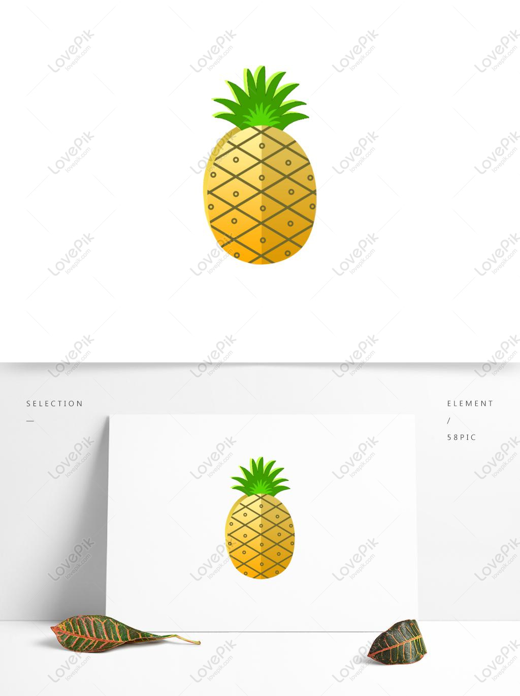 3d Wind Cartoon Simple Fruit Plant Decoration Pineapple, Fruit Elements, Cu...