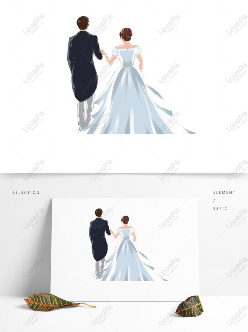 결혼 된 신부와 신랑 웨딩 드레스를 입고 일러스트 Png 및 벡터 이미지, 무료 다운로드 - Lovepik