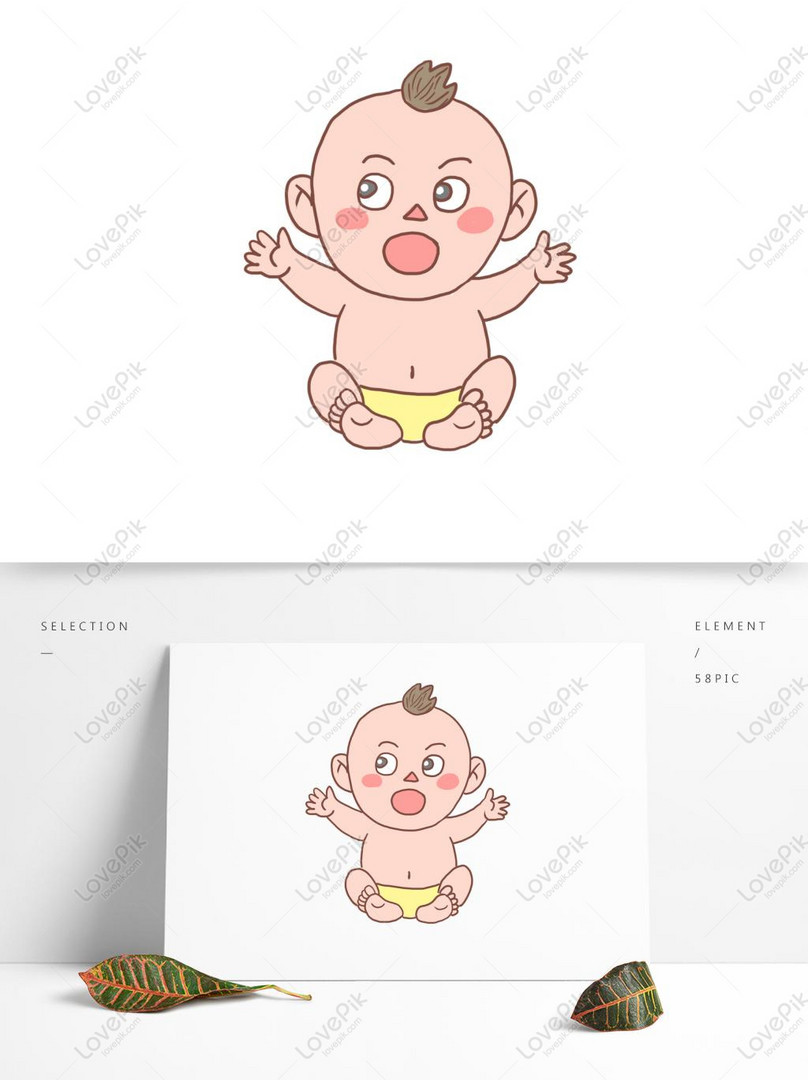 Kartun Bayi Digambar Tangan Kecil Segar Gambar Unduh Gratis