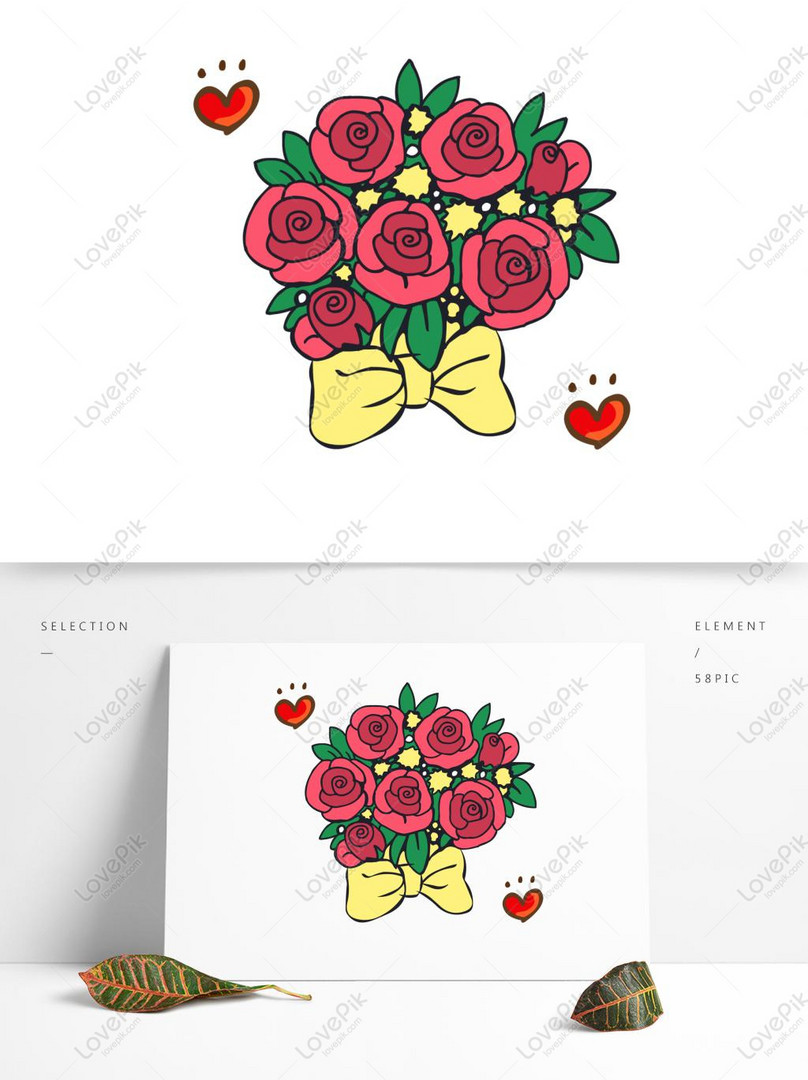 Hand Painted Flowers Cute Cartoon Rose Flower Group Vector Mater PNG White  Transparent AI images free download_1369 × 1024 px - Lovepik
