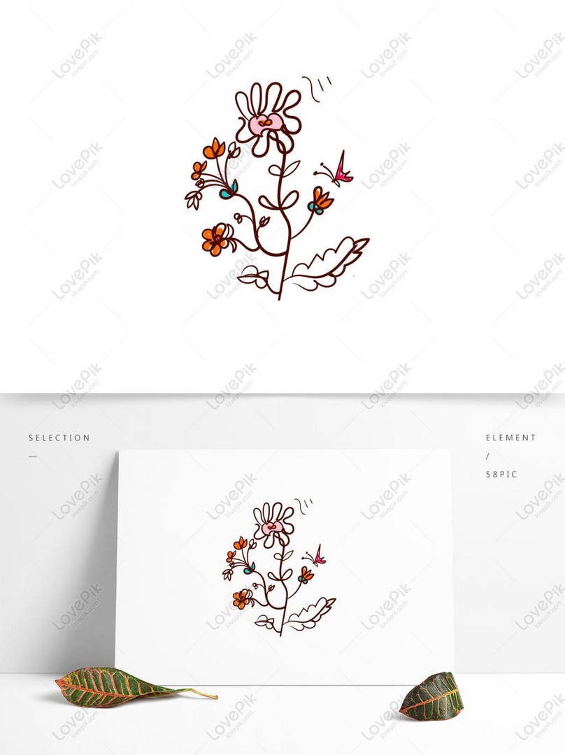 Ins小さな新鮮なライン風力発電所の花蝶イラストベクトルイメージ グラフィックス Id Prf画像フォーマットai Jp Lovepik Com