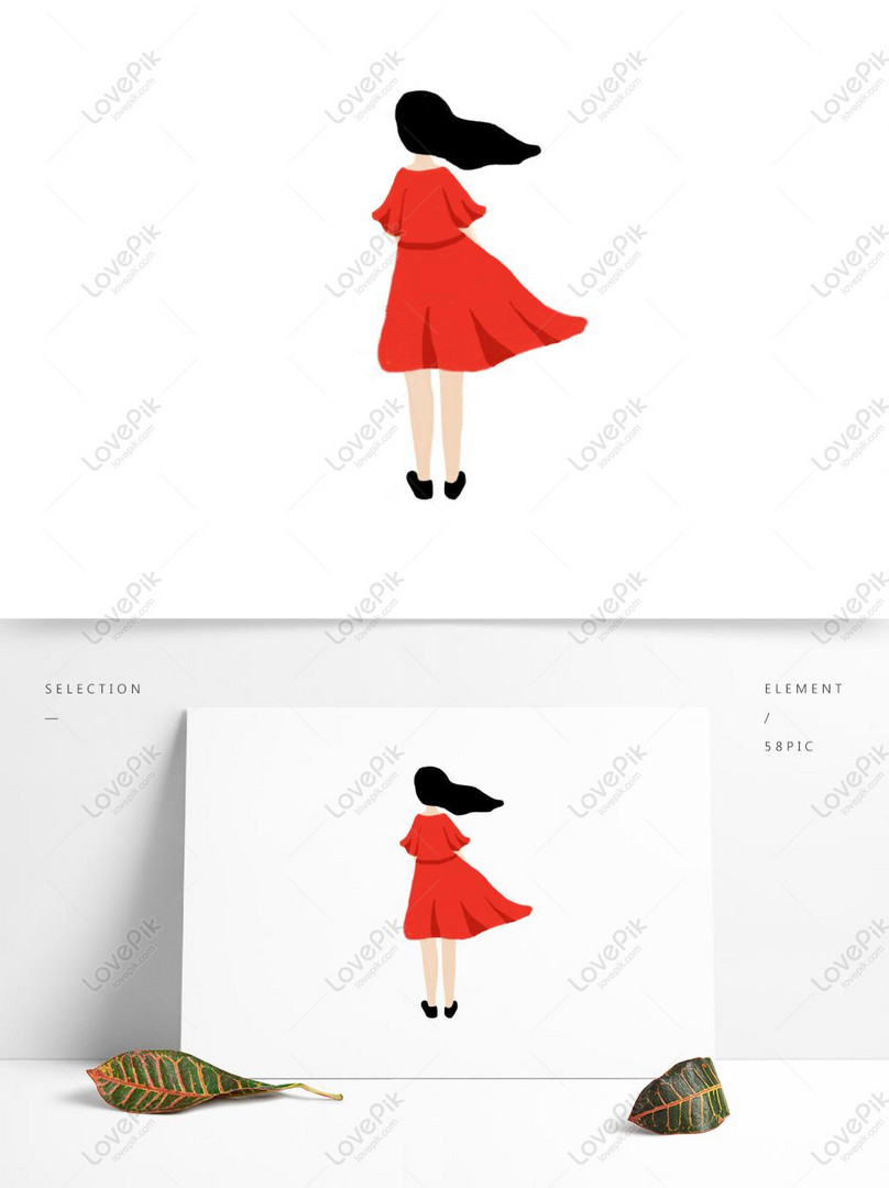 девушка, черные волосы, 1980-е годы (стиль), красное платье без рукавов, длинные волосы,
