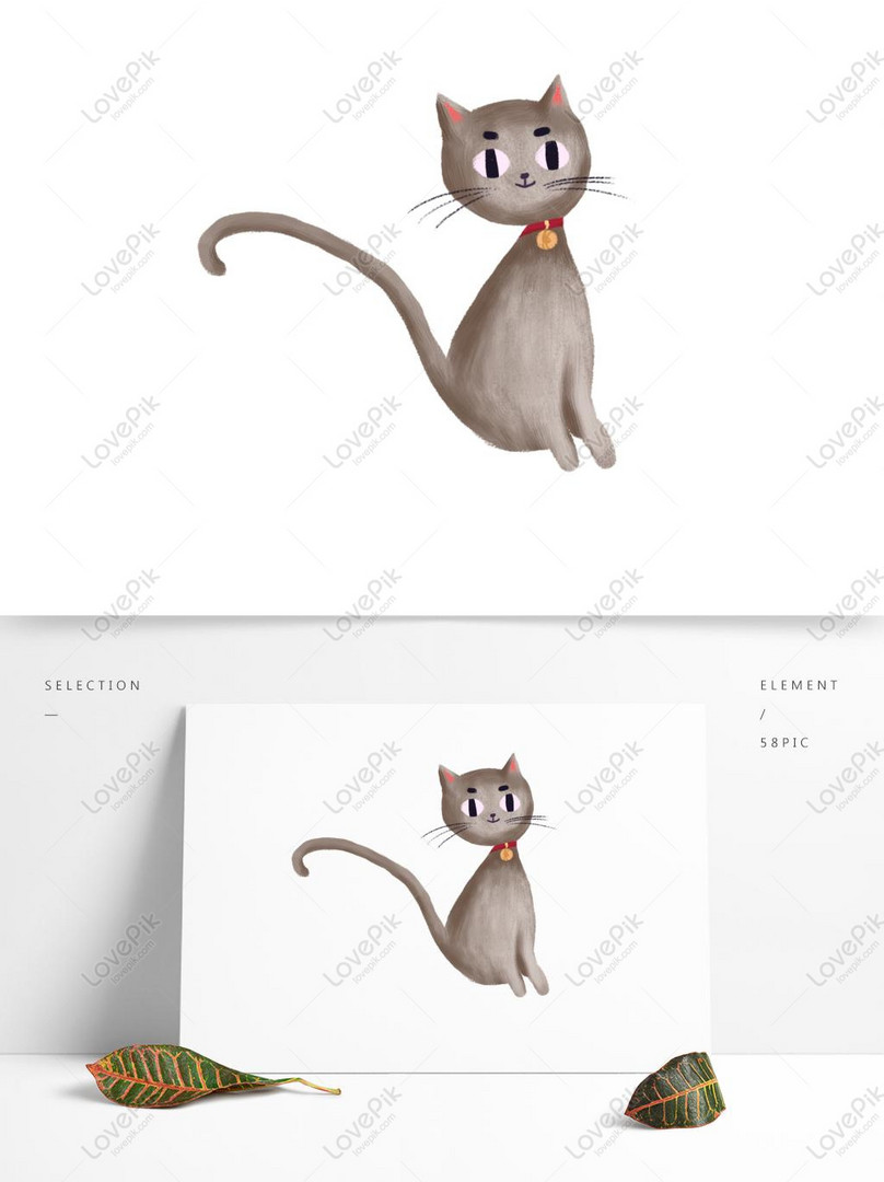 Vectơ miễn phí-Vẽ Tay Hoạt Hình Con Mèo Nhỏ Màu Xám Dễ Thương Với ...