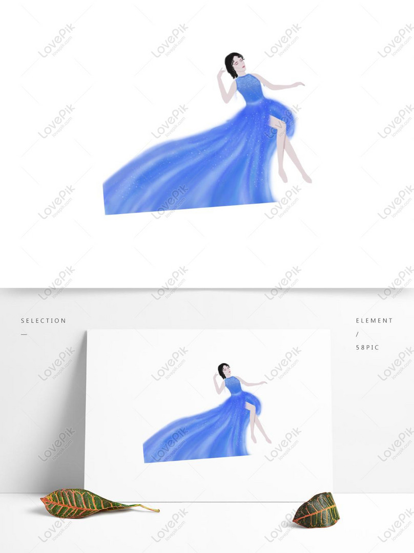 Elemento De Dibujos Animados De Mujer Bonita Azul Dibujado A Man PNG  Imágenes Gratis - Lovepik