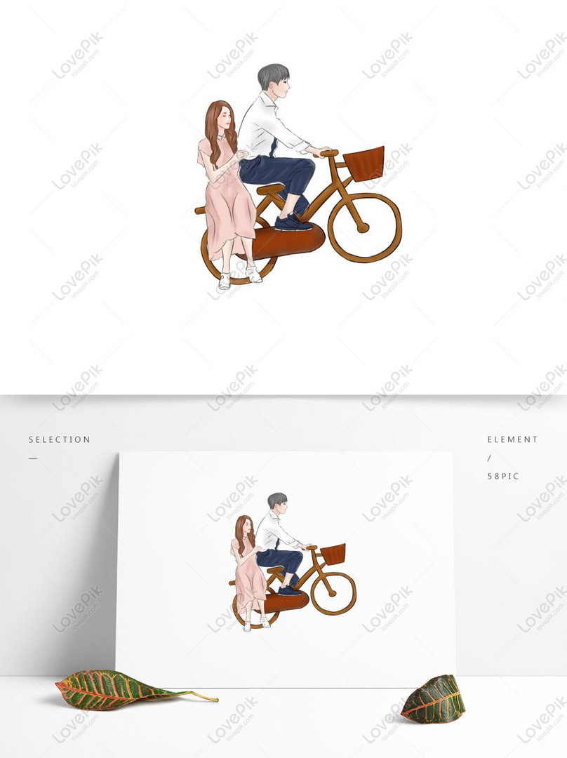 Romantic Cartoon Young Couple Riding Bicycles PNG Transparent Image PSD  images free download_1369 × 1024 px - Lovepik