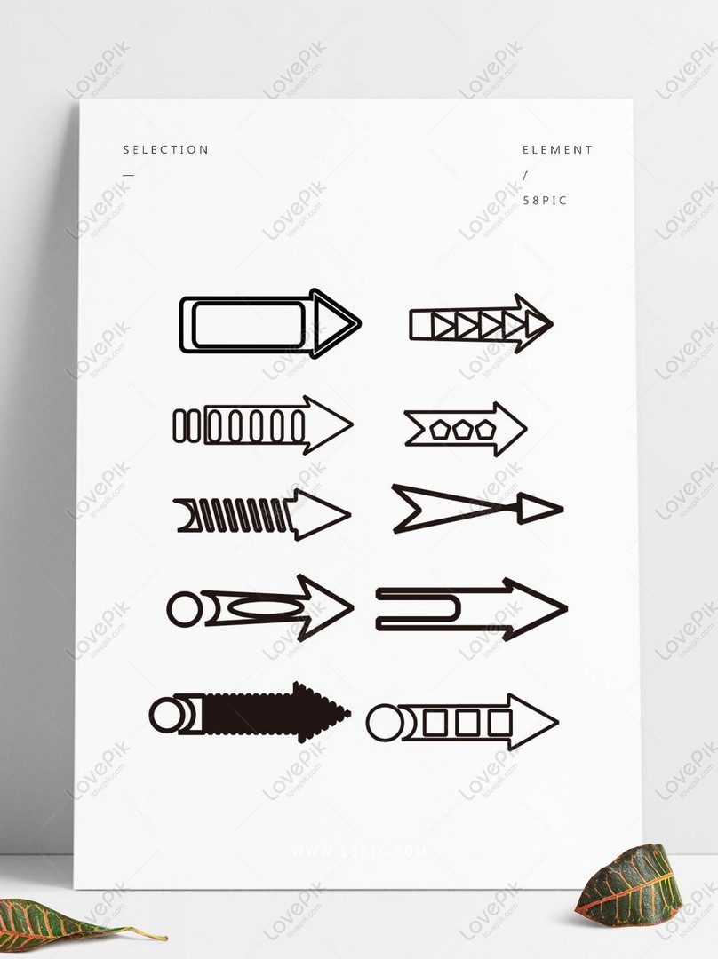 Элемент комбинации простой черно-белой линии стрелки изображение_Фото номер  732378422_AI Формат изображения_ru.lovepik.com
