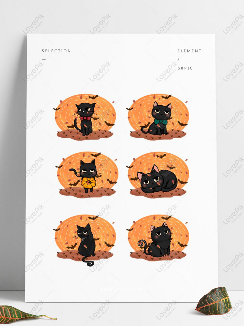 オリジナルの手描き風イラストハロウィーン黒猫のバットデザイン要素イメージ グラフィックス Id Prf画像フォーマットpsd Jp Lovepik Com