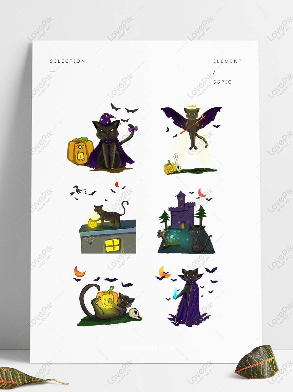 Black Cat Icon Element Set Halloween Stock Vector (Royalty Free) 725019526