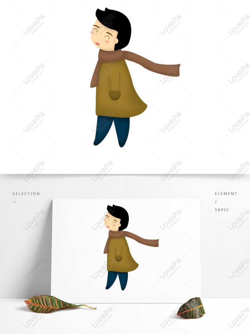 Homem Bonito Dos Desenhos Animados Com Cachecol Pode Usar Elemen PNG  Imagens Gratuitas Para Download - Lovepik