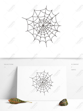 Hand Drawn Cartoon Spider Web Spider Minimalistic Halloween Deco ...