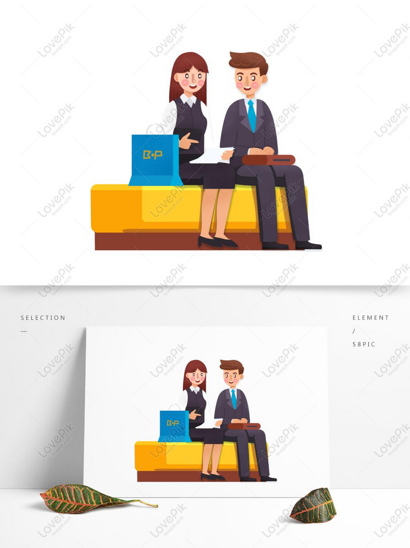 Cartoon Cute Talking Business People Design With Commercial Elem ...