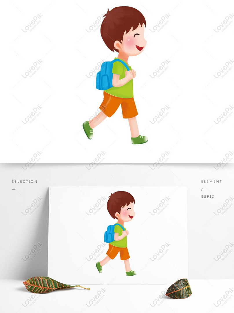 Hand Drawn Cartoon Happy Boy Carrying Blue School Bag To School PNG White  Transparent PSD images free download_1369 × 1024 px - Lovepik